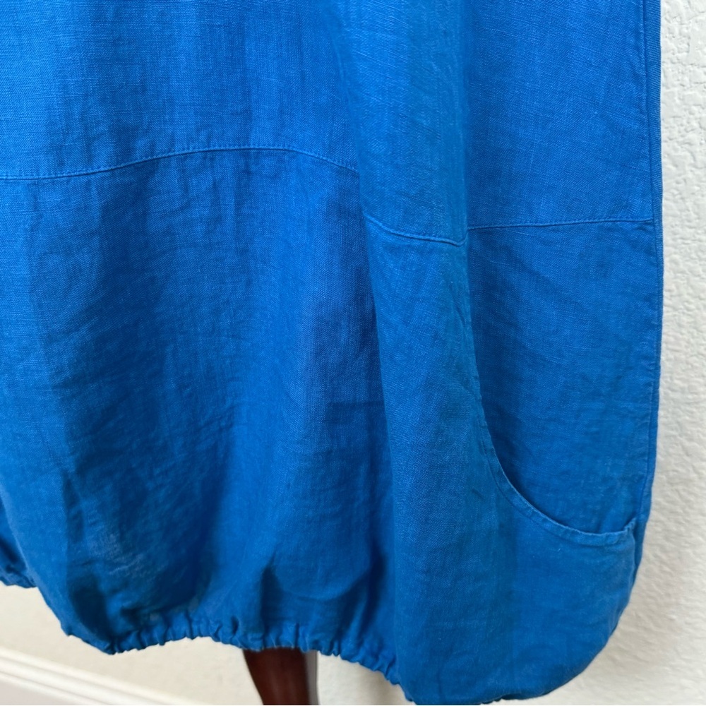Bryn Walker Cowl Neck Lagenlook Blue 100% Linen Tunic Dress Size XL - Picture 4 of 12